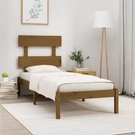 vidaXL Estrutura cama de solteiro 90x190cm madeira maciça castanho mel
