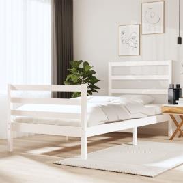 vidaXL Estrutura de cama pequena solteiro 75x190cm pinho maciço branco