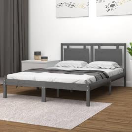 vidaXL Estrutura de cama super king 180x200 cm madeira maciça cinzento