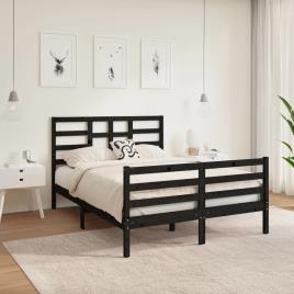 vidaXL Estrutura de cama dupla 135x190 cm madeira maciça preto