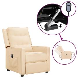 vidaXL Poltrona elétrica reclinável tecido cor creme