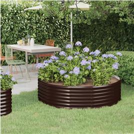 vidaXL Vaso/floreira jardim aço revestido a pó 140x140x36 cm castanho