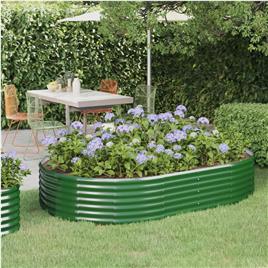 vidaXL Vaso/floreira de jardim aço revestido a pó 214x140x36 cm verde