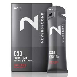 Neversecond C30 60ml Fruit Punch 12 Units Energy Gels Box