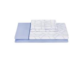  - Jogo de Lençóis PIKOLIN HOME (135x190/200cm - Azul - Algodão)