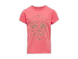 T-shirt ONLY KIDS Koglulu Red Skull sugar coral (Mulher - Tam: 13/14 ans)