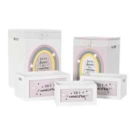 Conjunto de Cestos Dkd Home Decor Branco Infantil.