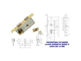 Mcm cerradura embutir madera 1501-2-45 45 canto recto latonado