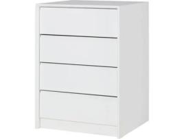 Cómoda MUEBLECASA 4 Gavetas (Aglomerado e Polipropileno  - Branco - 72x45x50 cm )