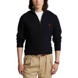 Polo Ralph Lauren Camisola com fecho curto e logótipo bordado, em algodão Pima