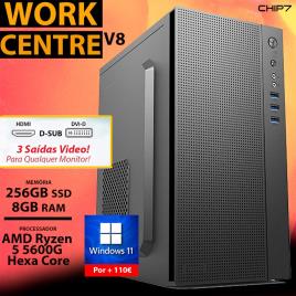 COMPUTADOR TRABALHO - AMD Ryzen 5 5600G / 8GB RAM / 256GB SSD / SEM SISTEMA OPERATIVO - CHIP7 WORK CENTRE V8