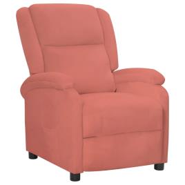 vidaXL Poltrona reclinável veludo cor-de-rosa