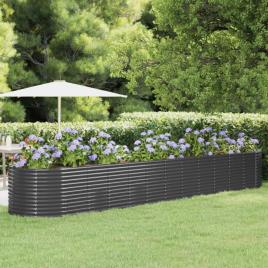 vidaXL Vaso/floreira jardim aço revestido a pó 507x100x68 cm antracite