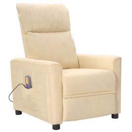 vidaXL Poltrona de massagens reclinável tecido cor creme