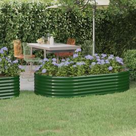 vidaXL Vaso/floreira de jardim aço revestido a pó 175x100x36 cm verde