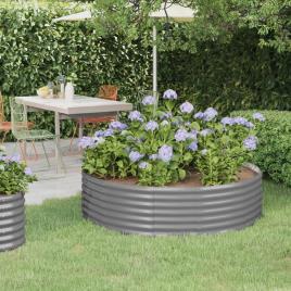 vidaXL Vaso/floreira jardim aço revestido a pó 140x140x36 cm castanho