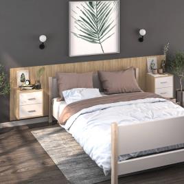 vidaXL Mesas cabeceira montagem parede 2 pcs branco e carvalho sonoma