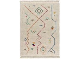 Alfombra de pelo largo con flecos - ATTICGO - Yebel - Blanco, 200X290 cm