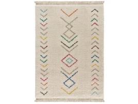 Alfombra shaggy con flecos - ATTICGO - Ziri - Blanco, 160X230 cm