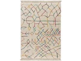 Alfombra de pelo largo con flecos - ATTICGO - Yebel - Blanco, 160X230 cm