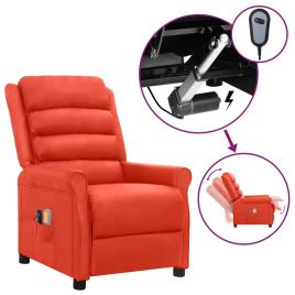 vidaXL Poltrona de massagens reclinável elétrica couro art. vermelho