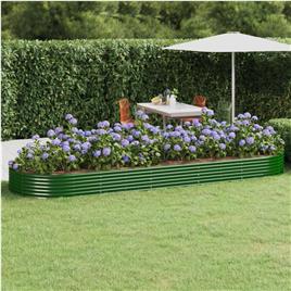 vidaXL Vaso/floreira de jardim aço revestido a pó 450x140x36 cm verde