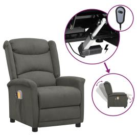 vidaXL Poltrona elétrica reclinável massagens microfibra cinza-escuro