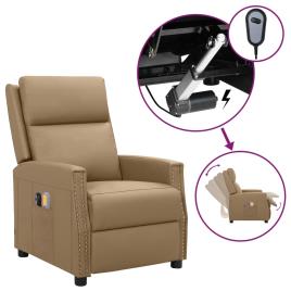 vidaXL Poltrona massagens reclinável elétrica couro art. cappuccino