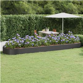 vidaXL Vaso/floreira jardim aço revestido a pó 523x140x36 cm antracite
