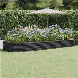 vidaXL Vaso/floreira jardim aço revestido a pó 373x140x36 cm antracite