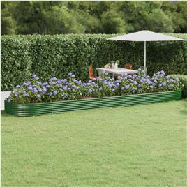 vidaXL Vaso/floreira de jardim aço revestido a pó 600x140x36 cm verde