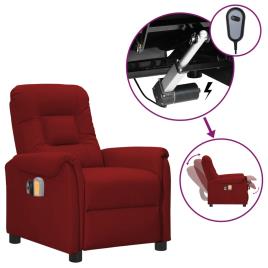 vidaXL Poltrona massagens reclinável elétr. couro art. vermelho tinto