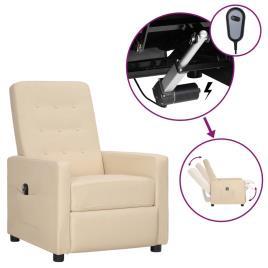vidaXL Poltrona elétrica reclinável tecido cor creme