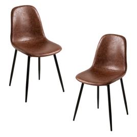 Presentes Miguel - Pack 2 Cadeiras Black Teok Couro Sintético - Café Antigo