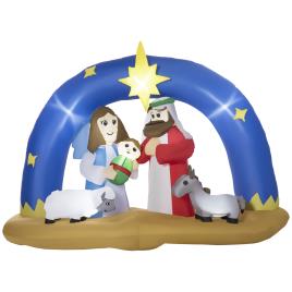 Outsunny Decoração Insuflável de Natal 157cm com Luzes LED IP44 Incluí Inflador Tipo Arco Biblico do Nascimento de Jesus 206x95x157cm Multicor   Aosom Portugal