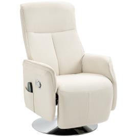 HOMCOM Poltrona de Massagem com Apoio para os Pés Poltrona Relax Reclinável até 135° com 10 Pontos de Massagem 68,5x84x110cm Creme   Aosom Portugal