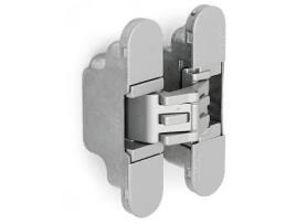 Bisagra invisible kubica k2760 cromo satinado  autocentrante. 60kgs/2bis. 135x76mm.