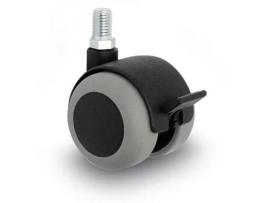 Rueda giratoria mina aro doble goma ø50 gris con freno con fijacion incluida.