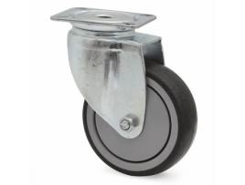 Rueda giratoria agila+ aro de goma ø100 plástico zincado aro de goma polipropileno, antihuella y antihilo.