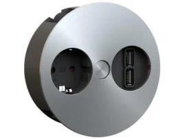 Modulo embutir twist 1toma+2usb acero inoxidable