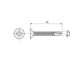 Tornillo broca rosca chapa cabeza plana din 7504-p zincado larg.r/chapa 16mm ø rosca chapa 4.2mm