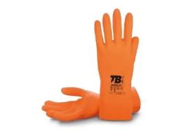 Guante latex natural  naranja flocado 30cm talla 8-10 t/guante talla l-9