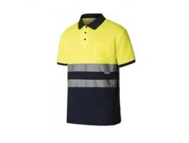 Polo alta visibilidad manga corta bicolor 55% algodon varios colores tallas s-xxl talla m alta visibilid amrillo marino