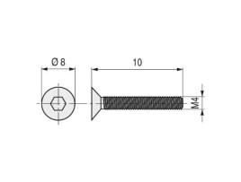 Tornillo rosca metal allen din 7991 acero inoxidable largo 20mm metrica m-8