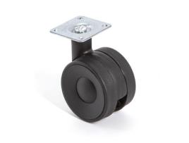 Rueda giratoria kroos aro doble ø60 con placa acabado negro freno sin freno