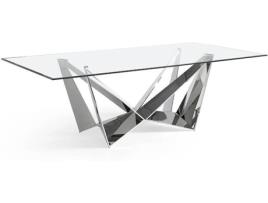 Mesa de Refeição ANGEL CERDÁ S.L. 1049 (Prateado - Vidro - 240 x 120 x 75 cm)