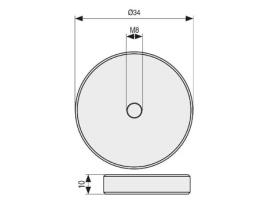 Disco aluminio para pegar cristal m8 ø discos ø44