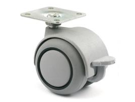 Rueda giratoria onix aro de goma ø50 gris plástico fr- banda rodadura de goma, aro central negro