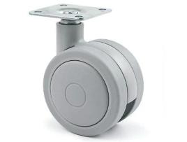 Rueda giratoria doble ø75 rolom plástico gris-