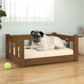 vidaXL Cama para cães 65,5x50,5x28 cm madeira de pinho castanho mel